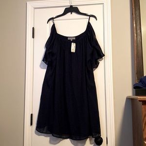 Navy Blue Cold Shoulder Sheath Dress